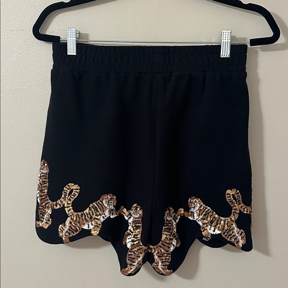 Queen of Sparkles Dancing Tiger Scalloped Shorts with Sequins Sz Medium Game Day - Picture 3 of 9